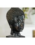 Vintage Bronze Buddha Head Sculpture Mounted on Black Laminate Display Base-8. Asian & Chinese Furniture, Art, Antiques, Vintage Home Décor for sale at FEA Home