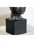 Vintage Bronze Buddha Head Sculpture Mounted on Black Laminate Display Base-9. Asian & Chinese Furniture, Art, Antiques, Vintage Home Décor for sale at FEA Home