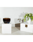 Vintage Brown & Blue Glazed Planter with Rounded Lip - image 2