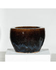 Vintage Brown & Blue Glazed Planter with Rounded Lip - image 5