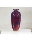Vintage Burgundy and Purple Tall Ceramic Vase, Flared Rim-2. Asian & Chinese Furniture, Art, Antiques, Vintage Home Décor for sale at FEA Home