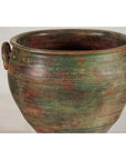Vintage Ceramic Planter with Green, Brown, & Red Finish