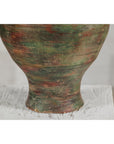 Vintage Ceramic Planter with Green, Brown, & Red Finish