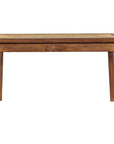 Vintage Country Style Asian Hardwood Bench with Hand-Woven Rattan Top-1. Asian & Chinese Furniture, Art, Antiques, Vintage Home Décor for sale at FEA Home