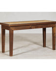 Vintage Country Style Asian Hardwood Bench with Hand-Woven Rattan Top-4. Asian & Chinese Furniture, Art, Antiques, Vintage Home Décor for sale at FEA Home