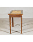 Vintage Country Style Asian Hardwood Bench with Hand-Woven Rattan Top-7. Asian & Chinese Furniture, Art, Antiques, Vintage Home Décor for sale at FEA Home