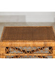 Vintage Country Style Low Rectangular Rattan Coffee Table with Lattice Base-10. Asian & Chinese Furniture, Art, Antiques, Vintage Home Décor for sale at FEA Home