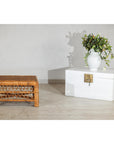 Vintage Country Style Low Rectangular Rattan Coffee Table with Lattice Base-2. Asian & Chinese Furniture, Art, Antiques, Vintage Home Décor for sale at FEA Home