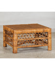 Vintage Country Style Low Rectangular Rattan Coffee Table with Lattice Base-3. Asian & Chinese Furniture, Art, Antiques, Vintage Home Décor for sale at FEA Home