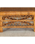 Vintage Country Style Low Rectangular Rattan Coffee Table with Lattice Base-7. Asian & Chinese Furniture, Art, Antiques, Vintage Home Décor for sale at FEA Home