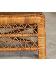 Vintage Country Style Low Rectangular Rattan Coffee Table with Lattice Base-9. Asian & Chinese Furniture, Art, Antiques, Vintage Home Décor for sale at FEA Home