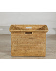 Vintage Country Style Rattan Storage Basket with Side Handles-10. Asian & Chinese Furniture, Art, Antiques, Vintage Home Décor for sale at FEA Home