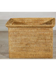 Vintage Country Style Rattan Storage Basket with Side Handles-4. Asian & Chinese Furniture, Art, Antiques, Vintage Home Décor for sale at FEA Home