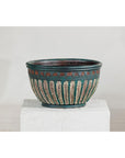 Vintage Emerald-Green Terracotta Planter with Carved Motifs - image 5