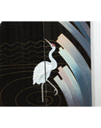 Vintage Four-Panel Black Lacquer Folding Screen with Hand-Painted Crane Motif-10. Asian & Chinese Furniture, Art, Antiques, Vintage Home Décor for sale at FEA Home