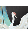 Vintage Four-Panel Black Lacquer Folding Screen with Hand-Painted Crane Motif-18. Asian & Chinese Furniture, Art, Antiques, Vintage Home Décor for sale at FEA Home
