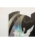 Vintage Four-Panel Black Lacquer Folding Screen with Hand-Painted Crane Motif-6. Asian & Chinese Furniture, Art, Antiques, Vintage Home Décor for sale at FEA Home