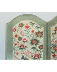 Vintage Four-Panel Polychrome Floral Folding Screen with Scalloped Accents-12. Asian & Chinese Furniture, Art, Antiques, Vintage Home Décor for sale at FEA Home