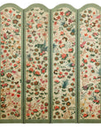 Vintage Four-Panel Polychrome Floral Folding Screen with Scalloped Accents-1. Asian & Chinese Furniture, Art, Antiques, Vintage Home Décor for sale at FEA Home
