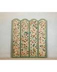 Vintage Four-Panel Polychrome Floral Folding Screen with Scalloped Accents-2. Asian & Chinese Furniture, Art, Antiques, Vintage Home Décor for sale at FEA Home