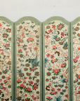 Vintage Four-Panel Polychrome Floral Folding Screen with Scalloped Accents-3. Asian & Chinese Furniture, Art, Antiques, Vintage Home Décor for sale at FEA Home