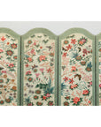 Vintage Four-Panel Polychrome Floral Folding Screen with Scalloped Accents-6. Asian & Chinese Furniture, Art, Antiques, Vintage Home Décor for sale at FEA Home
