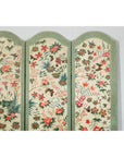 Vintage Four-Panel Polychrome Floral Folding Screen with Scalloped Accents-7. Asian & Chinese Furniture, Art, Antiques, Vintage Home Décor for sale at FEA Home