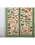 Vintage Four-Panel Polychrome Floral Folding Screen with Scalloped Accents-8. Asian & Chinese Furniture, Art, Antiques, Vintage Home Décor for sale at FEA Home