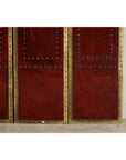 Vintage Four-Panel Screen in Oxblood Leather with Brass Nailhead Trim-10. Asian & Chinese Furniture, Art, Antiques, Vintage Home Décor for sale at FEA Home