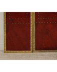 Vintage Four-Panel Screen in Oxblood Leather with Brass Nailhead Trim-13. Asian & Chinese Furniture, Art, Antiques, Vintage Home Décor for sale at FEA Home