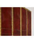 Vintage Four-Panel Screen in Oxblood Leather with Brass Nailhead Trim-18. Asian & Chinese Furniture, Art, Antiques, Vintage Home Décor for sale at FEA Home