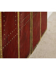 Vintage Four-Panel Screen in Oxblood Leather with Brass Nailhead Trim-20. Asian & Chinese Furniture, Art, Antiques, Vintage Home Décor for sale at FEA Home