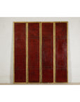 Vintage Four-Panel Screen in Oxblood Leather with Brass Nailhead Trim-2. Asian & Chinese Furniture, Art, Antiques, Vintage Home Décor for sale at FEA Home