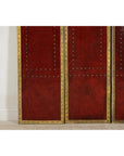Vintage Four-Panel Screen in Oxblood Leather with Brass Nailhead Trim-7. Asian & Chinese Furniture, Art, Antiques, Vintage Home Décor for sale at FEA Home