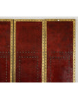 Vintage Four-Panel Screen in Oxblood Leather with Brass Nailhead Trim-8. Asian & Chinese Furniture, Art, Antiques, Vintage Home Décor for sale at FEA Home