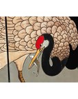 Vintage Four-Panel Screen with Silver Ground and Hand-Painted Cranes-10. Asian & Chinese Furniture, Art, Antiques, Vintage Home Décor for sale at FEA Home