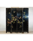 Vintage Four-Panel Screen with Silver Ground and Hand-Painted Cranes-17. Asian & Chinese Furniture, Art, Antiques, Vintage Home Décor for sale at FEA Home