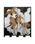 Vintage Four-Panel Screen with Silver Ground and Hand-Painted Cranes-18. Asian & Chinese Furniture, Art, Antiques, Vintage Home Décor for sale at FEA Home
