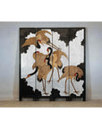 Vintage Four-Panel Screen with Silver Ground and Hand-Painted Cranes-2. Asian & Chinese Furniture, Art, Antiques, Vintage Home Décor for sale at FEA Home