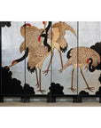 Vintage Four-Panel Screen with Silver Ground and Hand-Painted Cranes-4. Asian & Chinese Furniture, Art, Antiques, Vintage Home Décor for sale at FEA Home