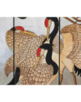 Vintage Four-Panel Screen with Silver Ground and Hand-Painted Cranes-8. Asian & Chinese Furniture, Art, Antiques, Vintage Home Décor for sale at FEA Home