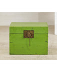 Vintage Green Lacquered Trunk with Brass Hardware