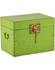 Vintage Green Lacquered Trunk with Brass Hardware
