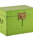 Vintage Green Lacquered Trunk with Brass Hardware
