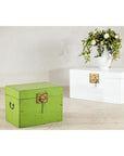 Vintage Green Lacquered Trunk with Brass Hardware