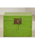 Vintage Green Lacquered Trunk with Brass Hardware