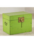 Vintage Green Lacquered Trunk with Brass Hardware