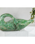 Vintage Green Painted Wooden Swan with Carved Curved Neck-7. Asian & Chinese Furniture, Art, Antiques, Vintage Home Décor for sale at FEA Home