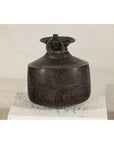 Vintage Hand-Hammered Metal Jug with Ring Handle