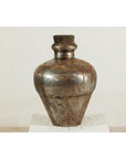 Vintage Handcrafted Metal Water Vessel with Wooden Stopper - image 3